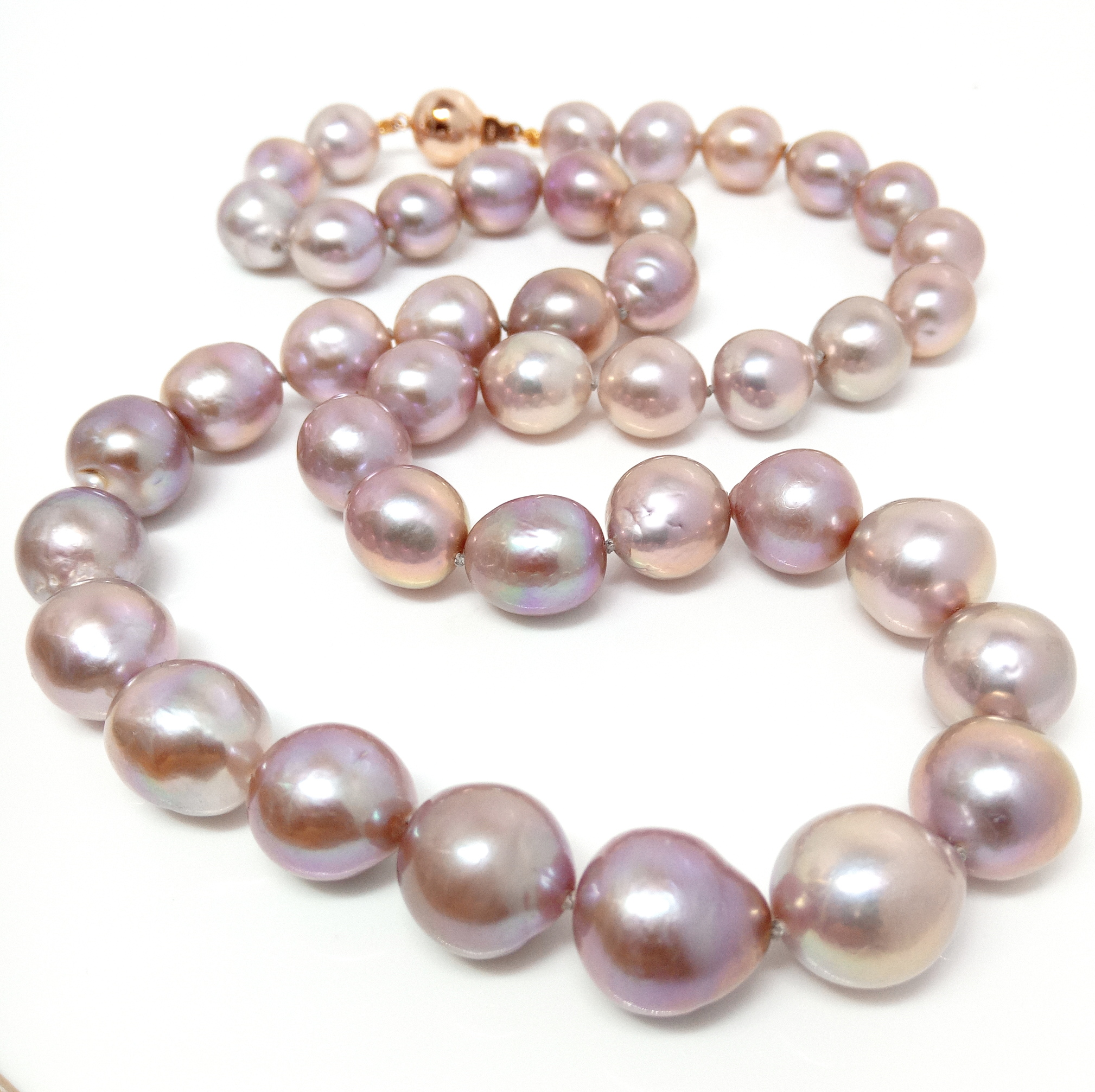 Pinks and Lavenders Drop Pearls Necklace